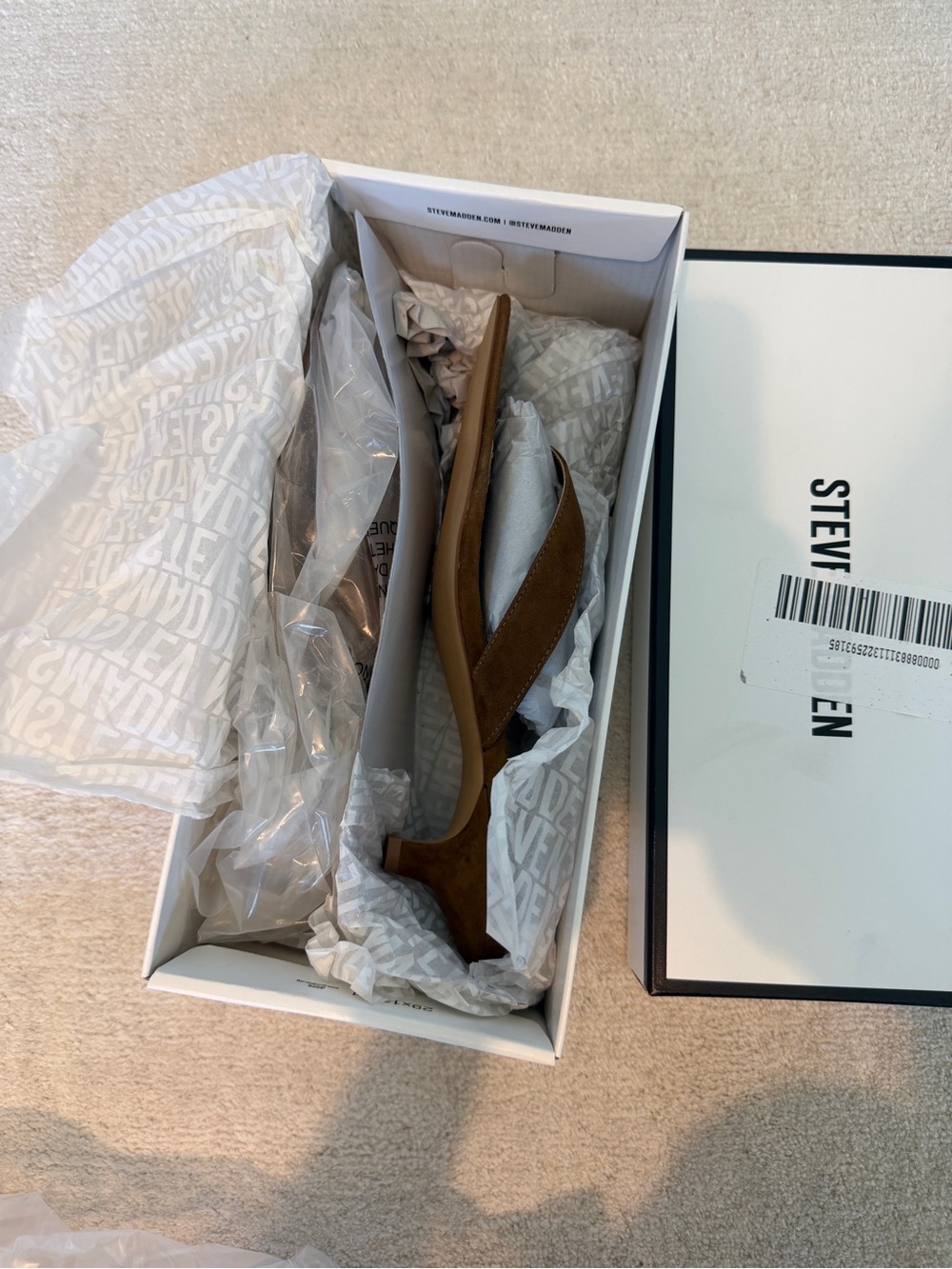 Steve Madden Tracie Chestnut Suede Kitten Heel Sandals - Picture 5 of 11
